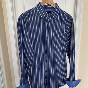 Banana Republic Blue and White Striped Button Down Shirt